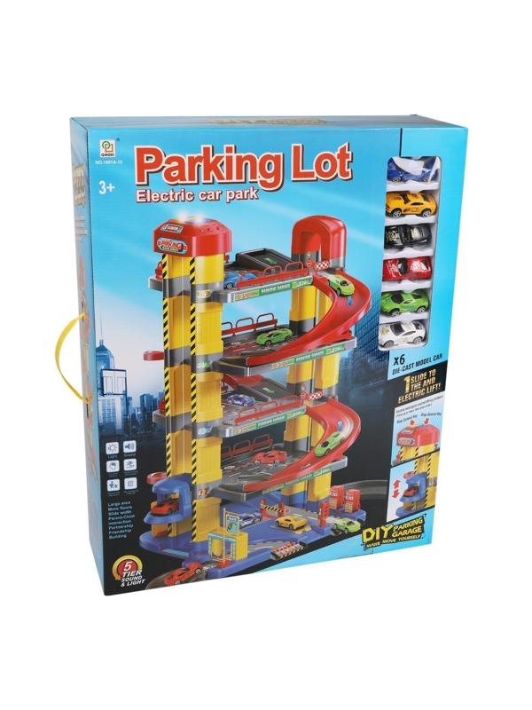ДЕФЕКТ УПАКОВКИ Игр.набор Паркинг, свет, звук, в комплекте: машинки металл.
6шт., детали 56шт., наклейка, эл.пит.АА*3шт.не вх.в комплект, коробка