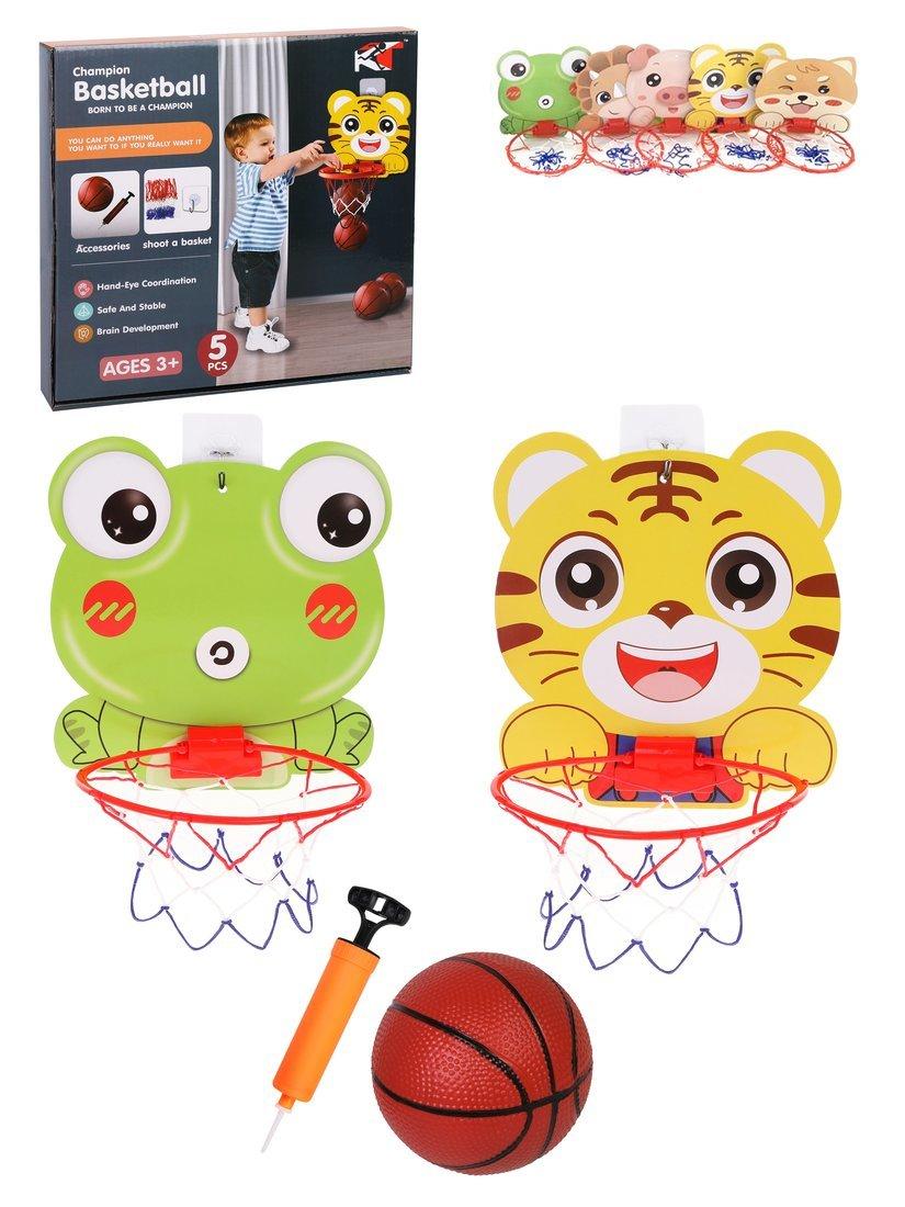 Набор для игры в баскетбол, щит 26х25 с кольцом, мяч , насос с иглой в ассорт.