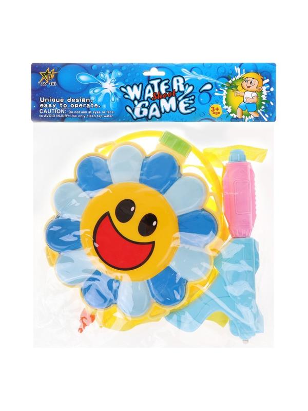 Набор бластер водяной-рюкзак Цветочек: ёмкость 22х27х5,5см,пистолет-насос
25х12х5 см.,трубка д-81 см. ассорт.