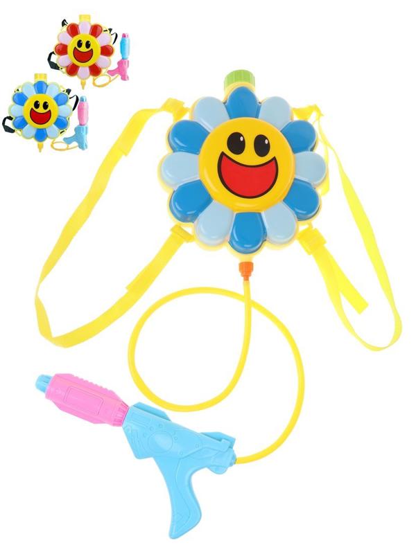 Набор бластер водяной-рюкзак Цветочек: ёмкость 22х27х5,5см,пистолет-насос
25х12х5 см.,трубка д-81 см. ассорт.