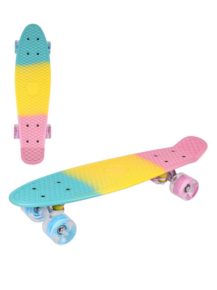 Скейтборд X-Match (пенниборд) пластик 56.5 х14.5 см, PU колеса 5,6 см. со
светом, подвеска алюминий