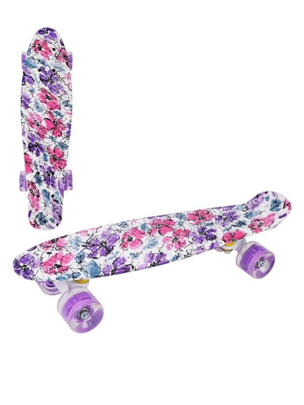 Скейтборд X-Match (пенниборд) пластик 56.5 х14.5 см, PU колеса 5,6 см. со
светом, подвеска алюминий