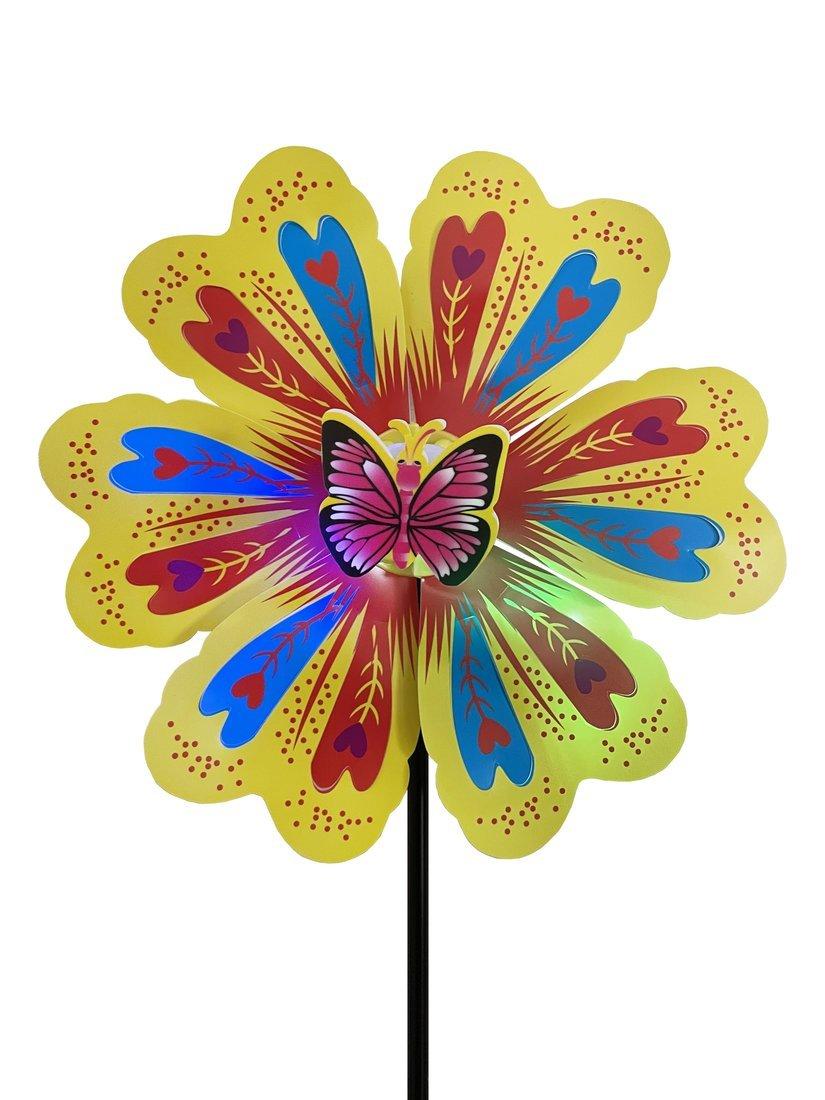 Вертушка Цветик 24 см. со светом, держатель 40 см., в ассорт.