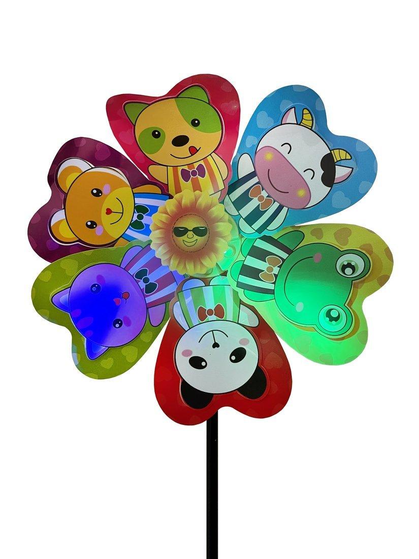 Вертушка Цветик 24 см. со светом, держатель 40 см., в ассорт.