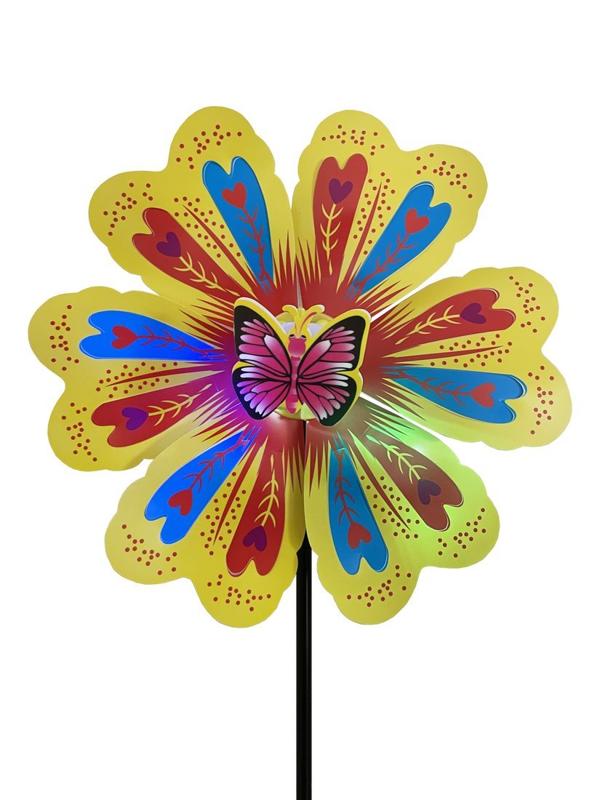 Вертушка Цветик 24 см. со светом, держатель 40 см., в ассорт.