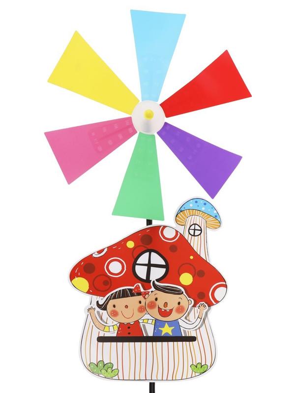 Вертушка Цветик с домиком 25 см. держатель 64 см., в ассорт.