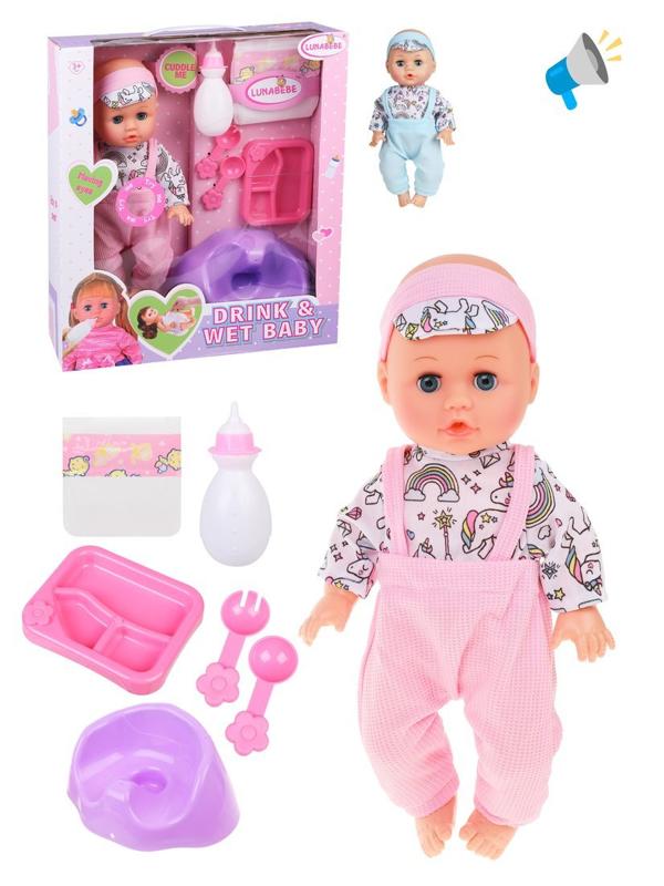 Игр. наб. Мой малыш, пьёт, писает, звук, в компл. пупс 32см., предм. 6шт., эл.
пит. AG13x3шт. вх. в компл., в ассорт., кор