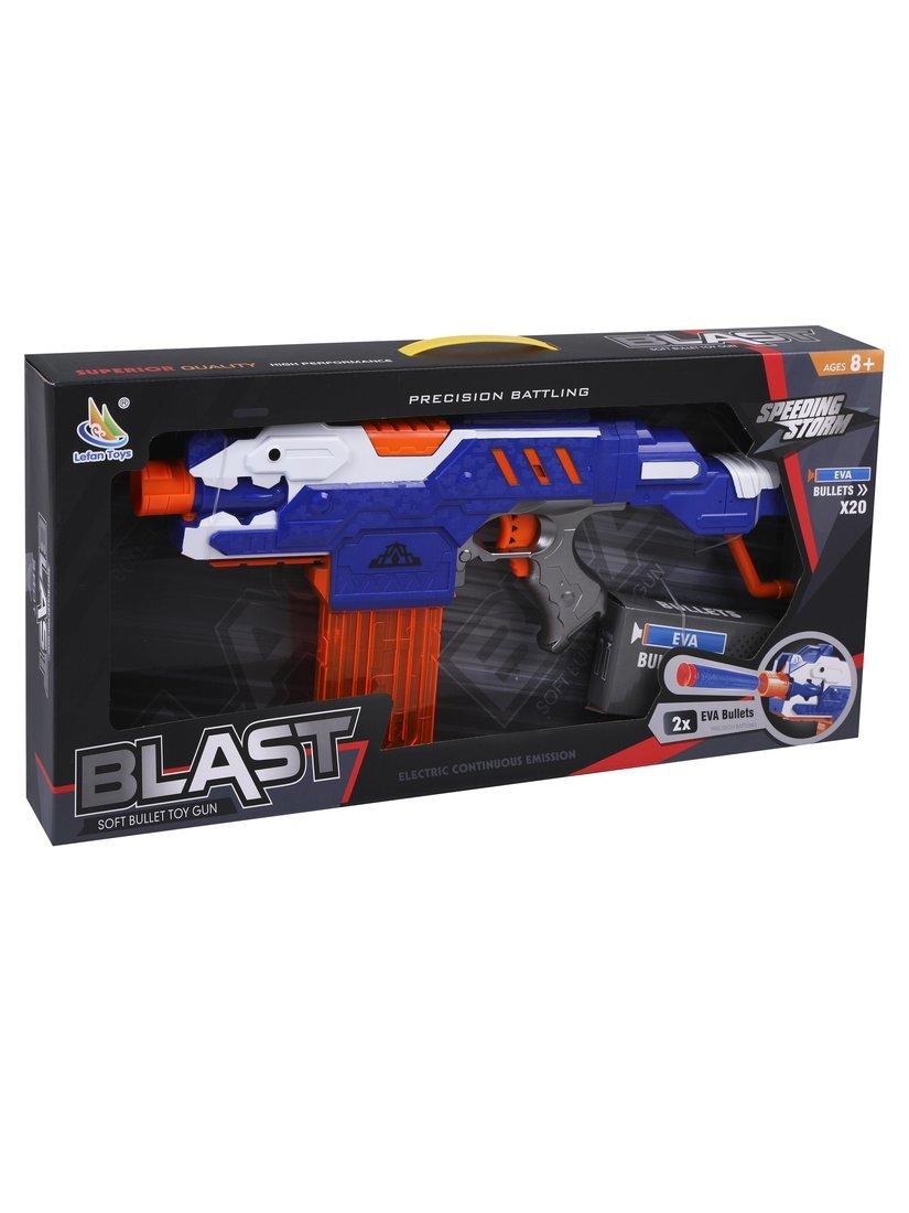 Автомат эл., в комплекте: м/пули 20шт., эл.пит. АА*4шт.не входят в комплект,
коробка