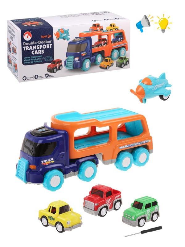 Игровой набор Автовоз, свет, звук, в комплекте: автовоз инерционный, транспорт
инерционный 4шт., предмет 1шт., элементы питания AА*2шт не входят, коробка, в
ассортименте