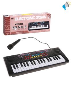 Музыкальный инструмент: Синтезатор, 37 клавиш, микрофон, USB кабель, эл. пит.
ААх3 не вх. в комплект, коробка