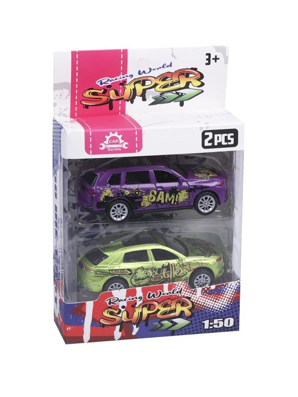 Набор машин металлических, инерционных, 2шт., коробка, в ассортименте