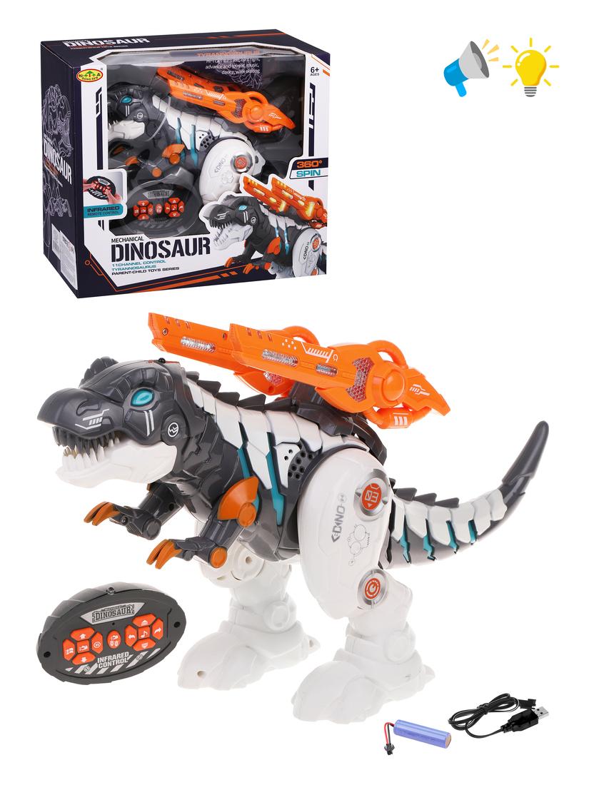 Динозавр на ИК управлении, свет, звук, встр. аккум. 3,7V, эл.пит. AАх2 не вх.
в компл., USB кабель, коробка, в ассортименте