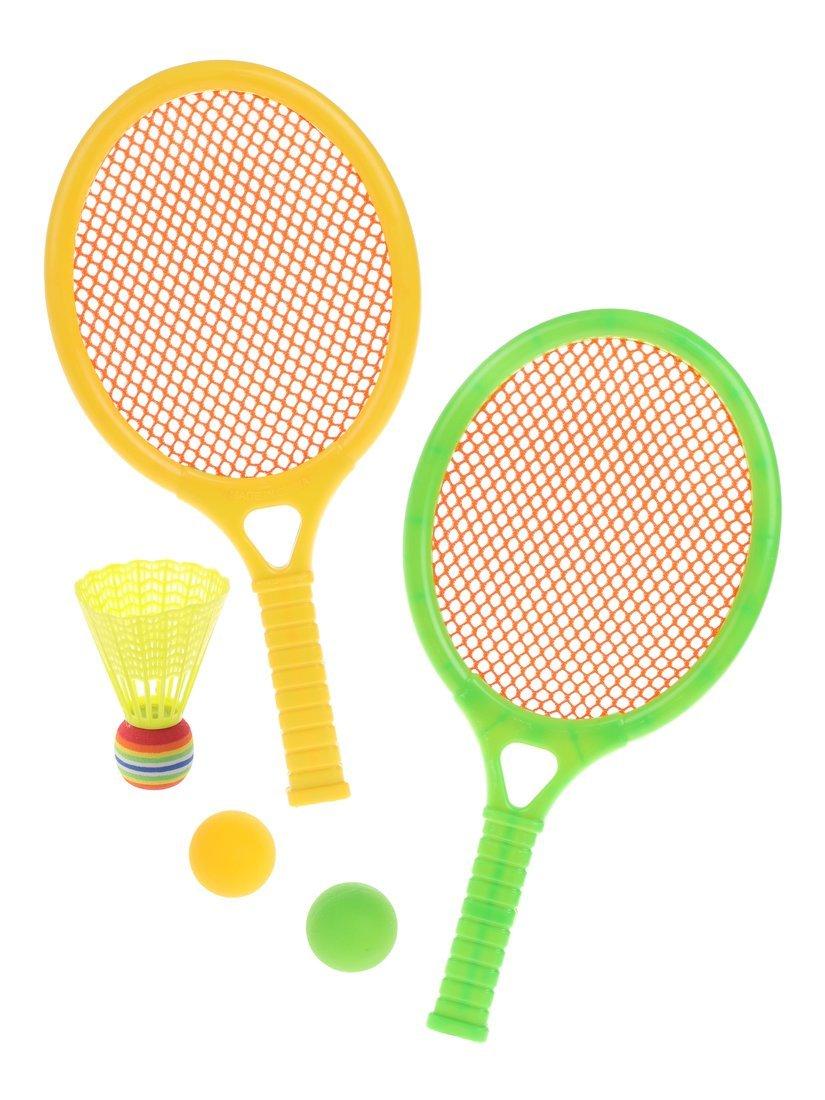 Ракетки пластмассовые 33,5х16,5 см., мячики 2 шт. и волан 1шт., сетка