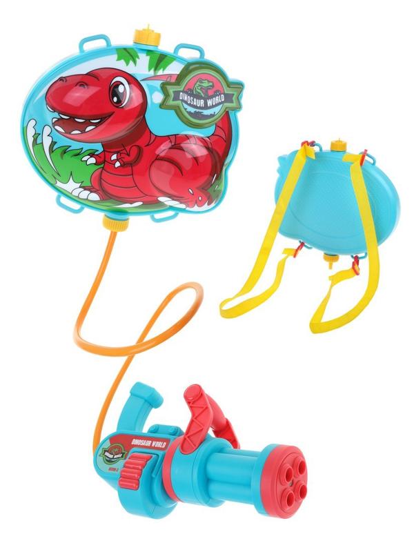 Набор бластер с резервуаром Дино: водный пистолет 20х14х6 см. ранцем
24х22х5,5 см.