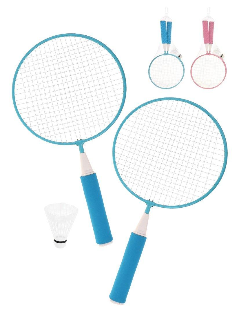 Бадминтон пляжный металлический 2 ракетки 42,5х22 см., волан, сетка, в ассорт.