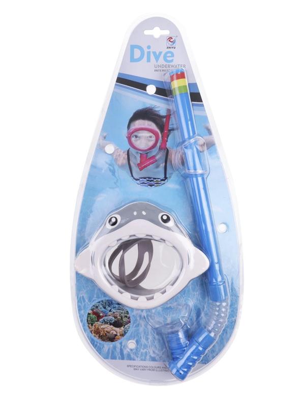 Набор для ныряния детский Акула: маска с трубкой (с клапаном), затычки для
ушей