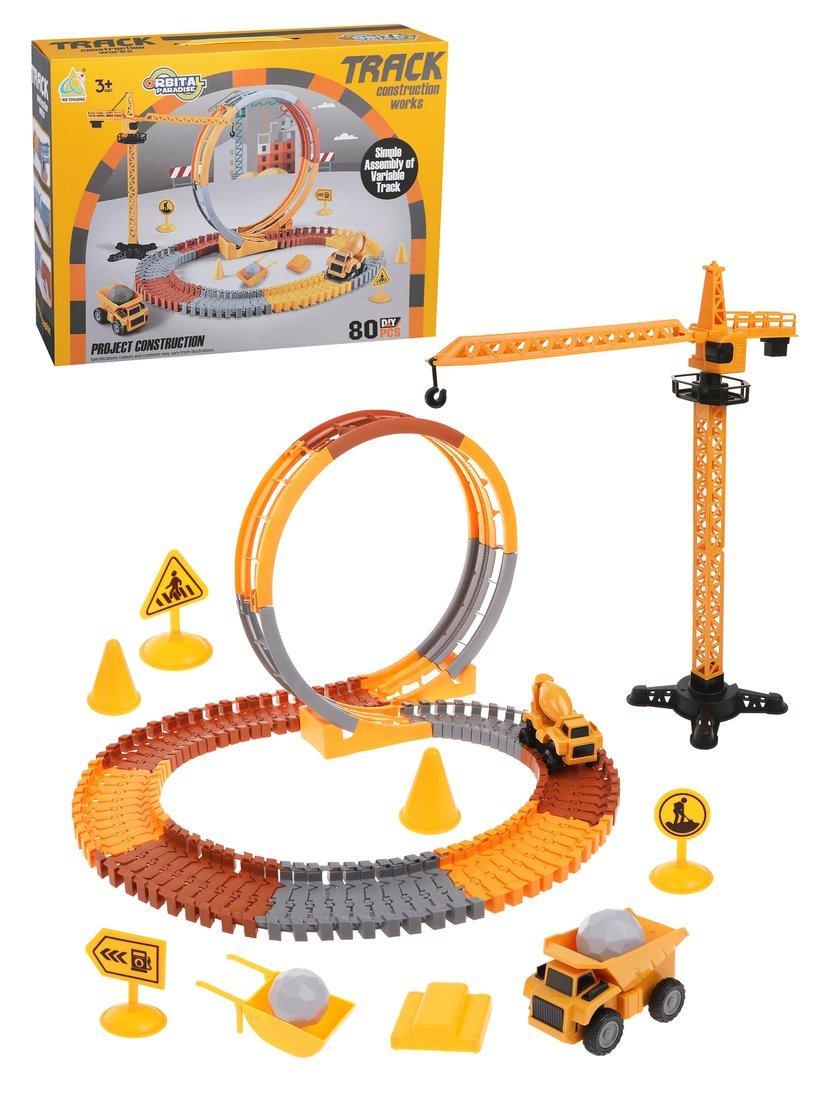 Игровой набор Автотрек, в комплекте: деталей-предметов 80шт., элемент питания
АА*1шт. не входит в комплект, коробка