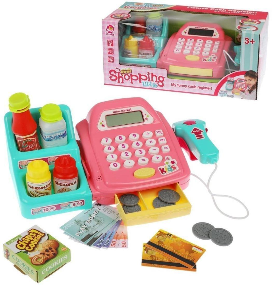 ДЕФЕКТ УПАКОВКИ Игровой набор Касса, в компл. 9 предм., свет, звук,
бат.AA*2шт. в компл.не вх.,кор.