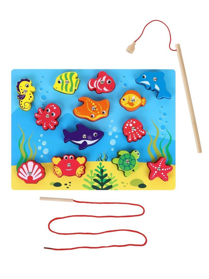 Вкладыши 3в1 Морской мир: вкладыши, рыбалка, шнуровка