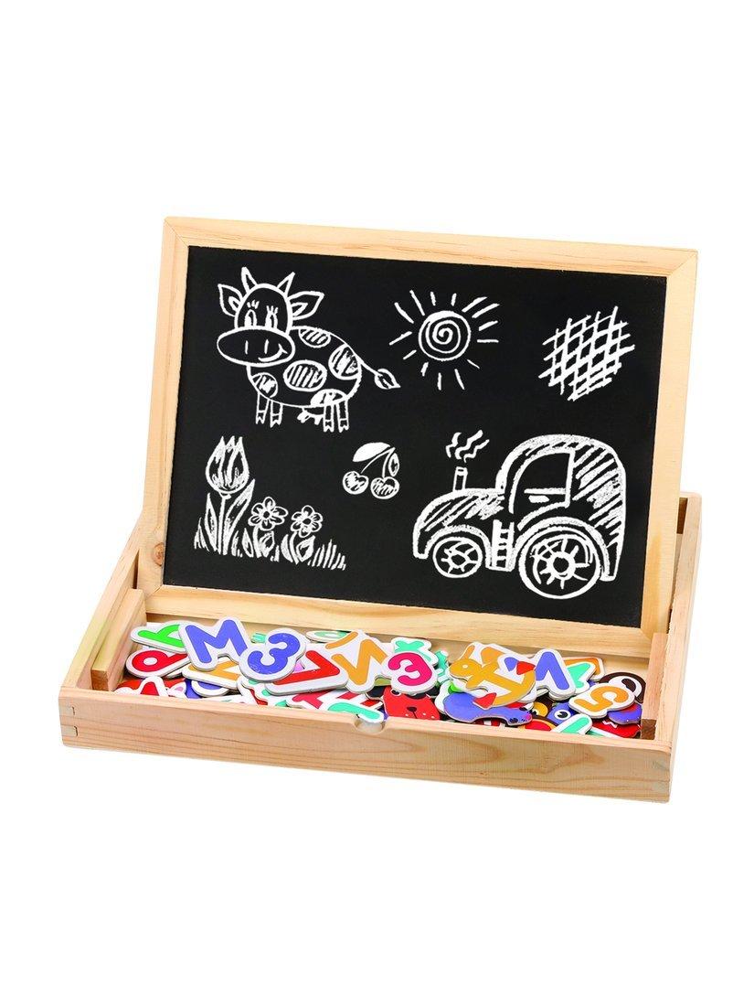 Бизи-чемоданчик Доска знаний: магнитно-грифельная доска, фигурки на магнитах
125 шт. - алфавит, счет, животные, мелки, фломастер