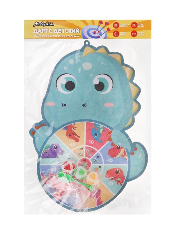 Дартс детский на липучках Moby Kids Динозварик. Поле 23 см., 2 дротика и 3
шарика