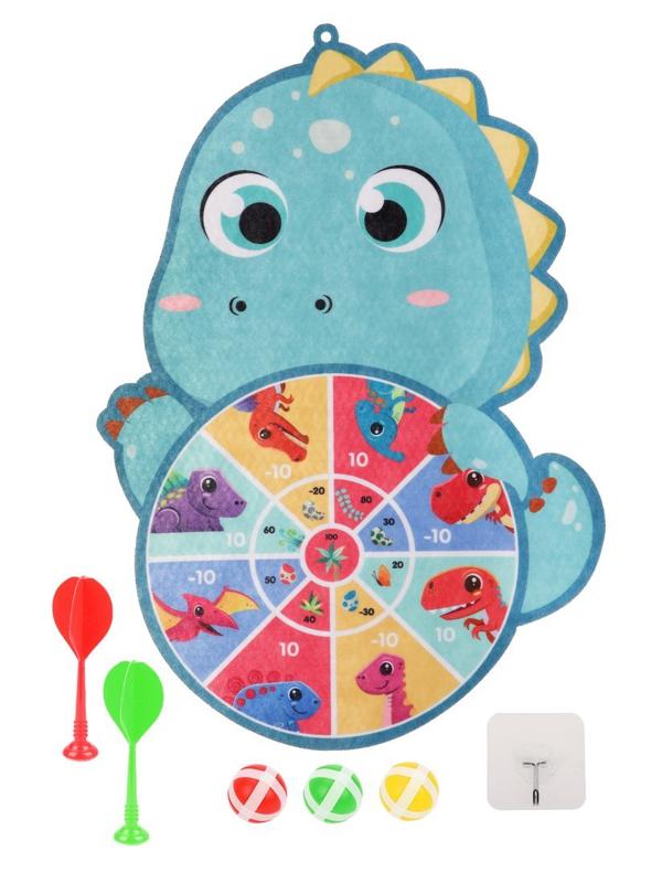 Дартс детский на липучках Moby Kids Динозварик. Поле 23 см., 2 дротика и 3
шарика