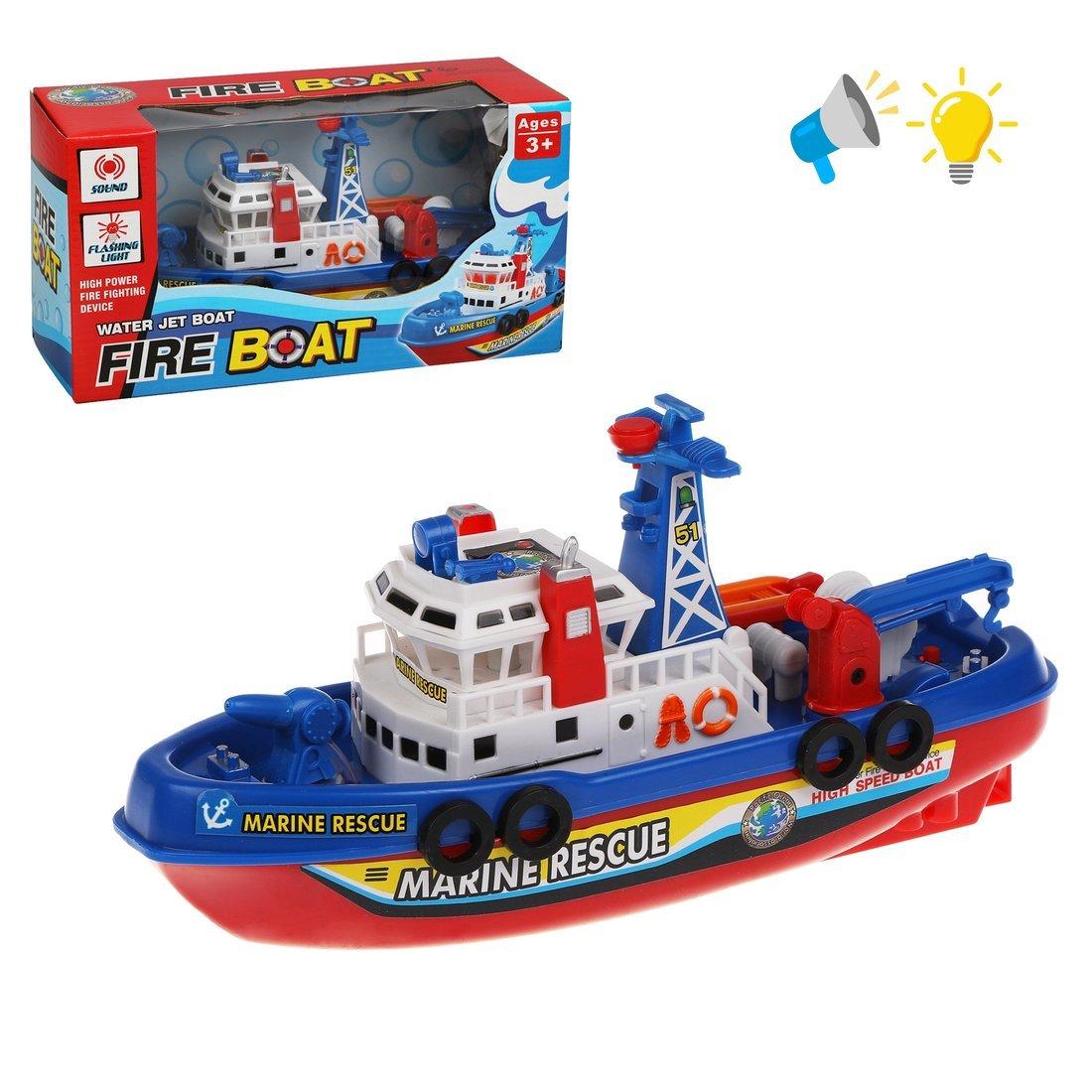 Корабль пожарный эл., свет, звук, эл.пит.AA*3шт.не вх.в комплект, коробка