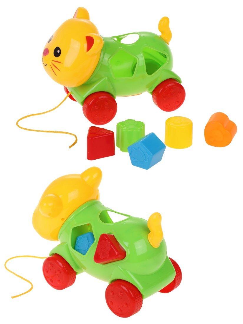 Каталка-сортер Котенок на веревочке, в ассорт., сетка