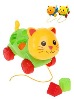 Каталка-сортер Котенок на веревочке, в ассорт., сетка