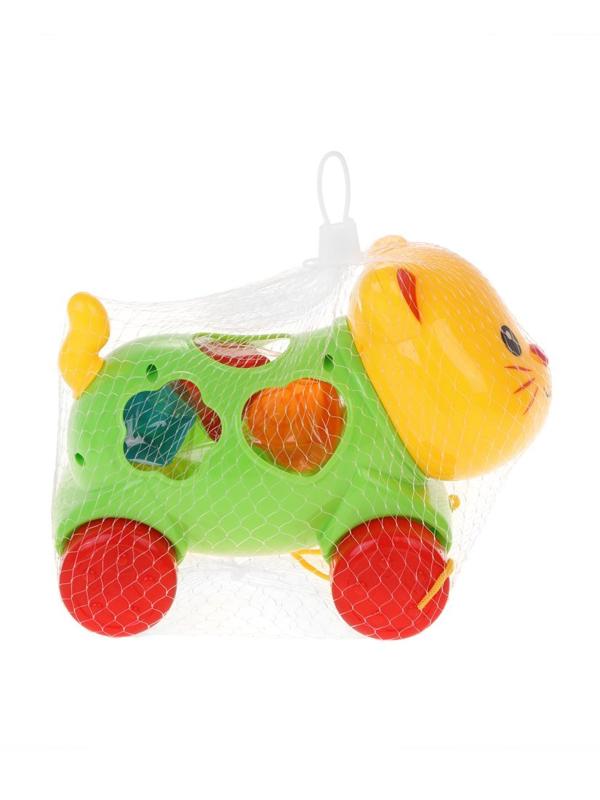 Каталка-сортер Котенок на веревочке, в ассорт., сетка