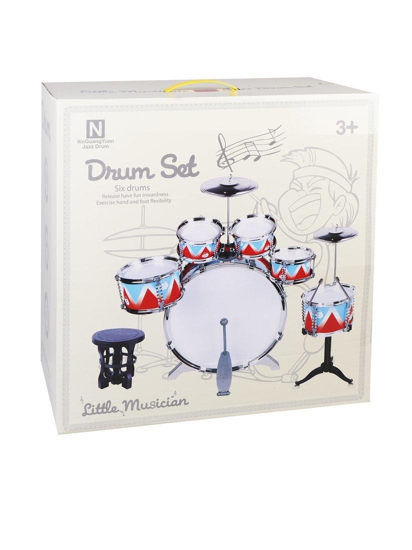 Барабанная установка 53х38х60 см, 6 барабанов, 2 тарелки, стульчик в
комплекте, кор.