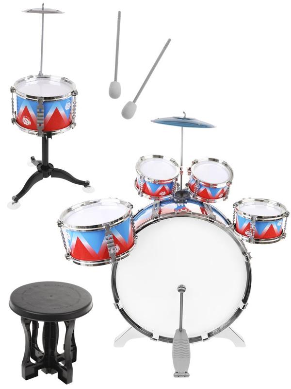 Барабанная установка 53х38х60 см, 6 барабанов, 2 тарелки, стульчик в
комплекте, кор.