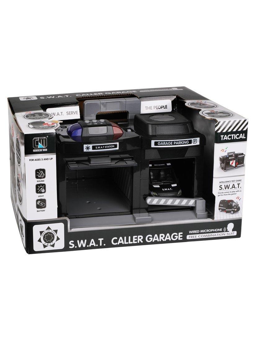 Игр.набор Гараж эл., свет, звук, в комплекте гараж, машина металл., рация,
эл.пит.AG13*3 шт. вх., AA*3шт. не вх. в комплект