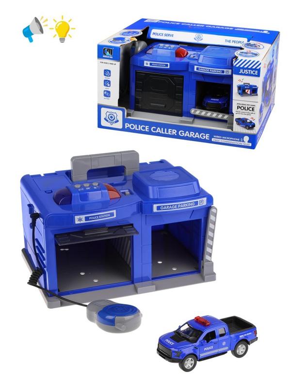 Игр.набор Гараж эл., свет, звук, в комплекте гараж, машина металл., рация,
эл.пит.AG13*3 шт. вх., AA*3шт..не вх.в комплект