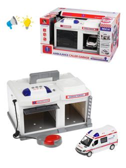 Игр.набор Гараж эл., свет, звук, в комплекте гараж, машина металл., рация,
эл.пит.AG13*3 шт. вх., AA*3шт.не вх.в комплект