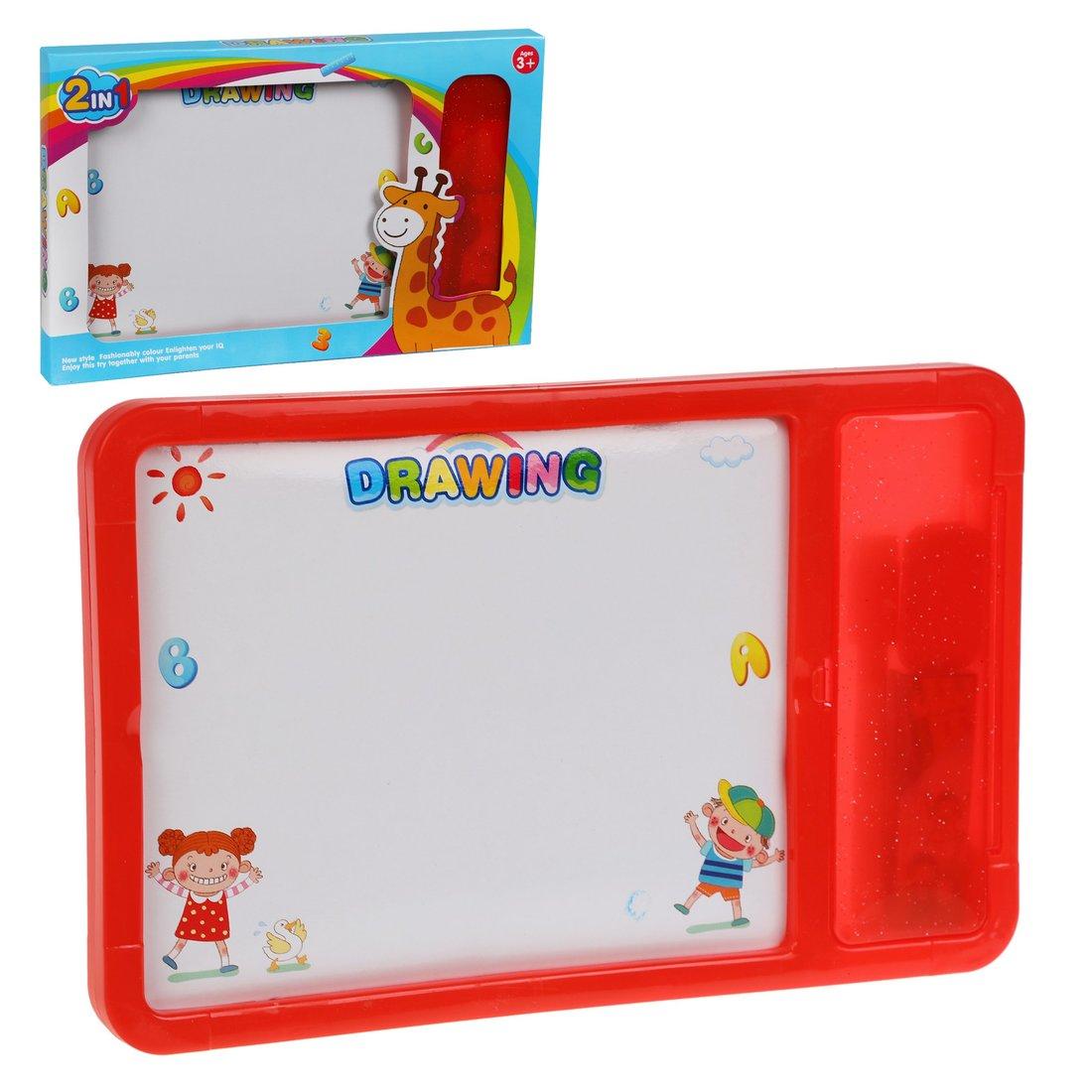 Доска для рисования двухсторонняя, мелки, маркер в компл., кор., в ассорт.