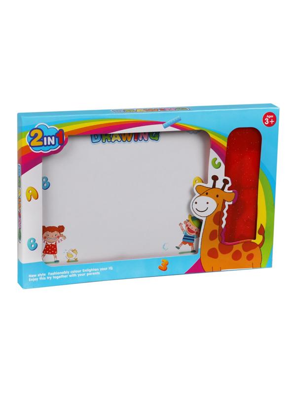 Доска для рисования двухсторонняя, мелки, маркер в компл., кор., в ассорт.