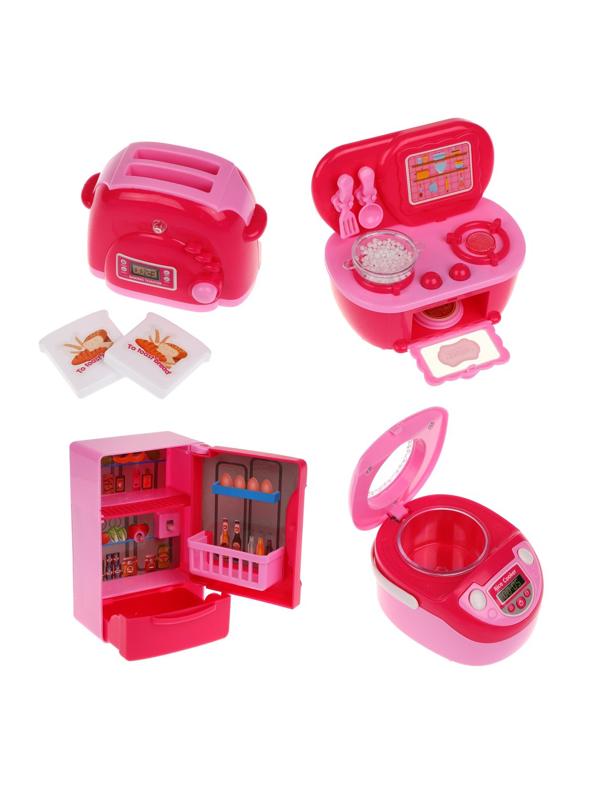 Игровой набор Бытовая техника, в комплекте плита,тостер, мультиварка,
холодильник, предметов 4шт, свет, звук, эл.пит. ААх6шт не вх. в компл., кор