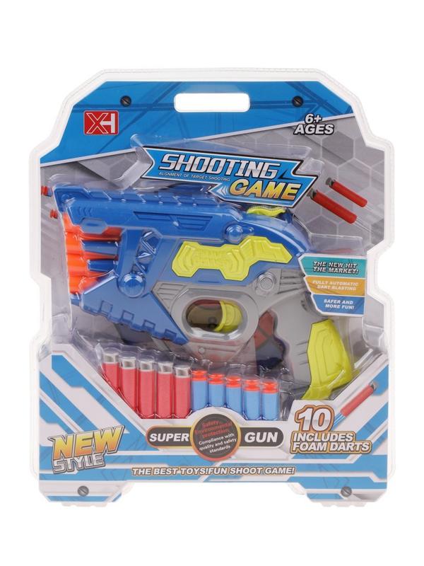 Бластер, в комплекте: м/пули 10шт., блистер, в ассортименте