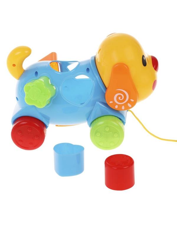 Каталка-сортер Щенок на веревочке, в ассорт., сетка