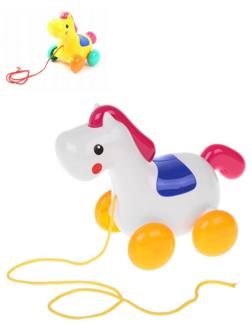 Каталка Лошадка на веревочке, в ассорт., пакет