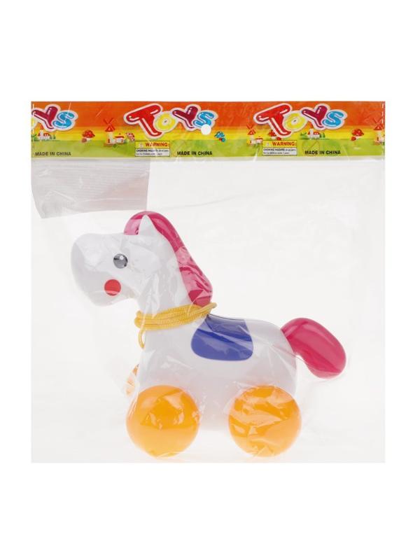 Каталка Лошадка на веревочке, в ассорт., пакет