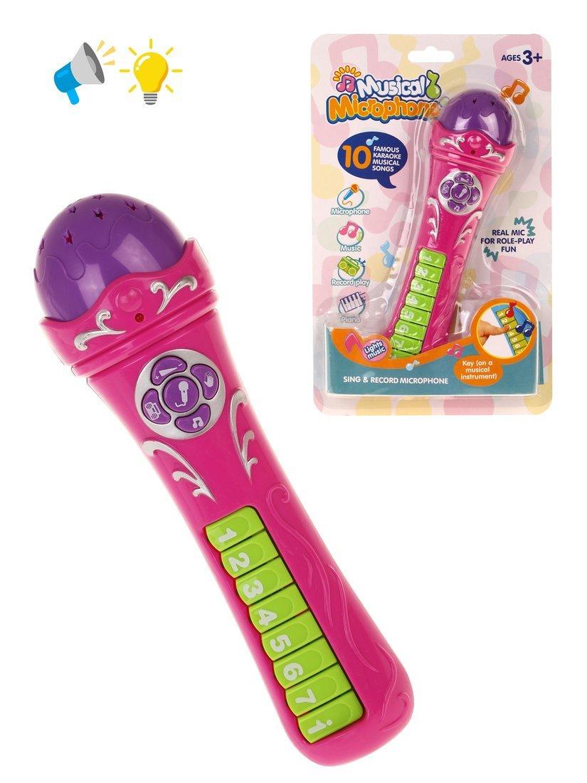 Микрофон дет. свет, звук, эл. пит. ААх3 шт., блистер