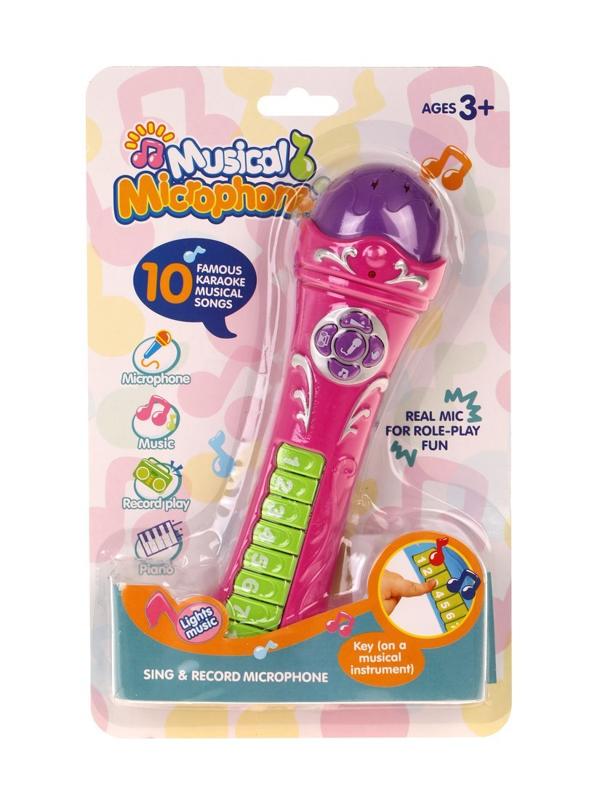 Микрофон дет. свет, звук, эл. пит. ААх3 шт., блистер