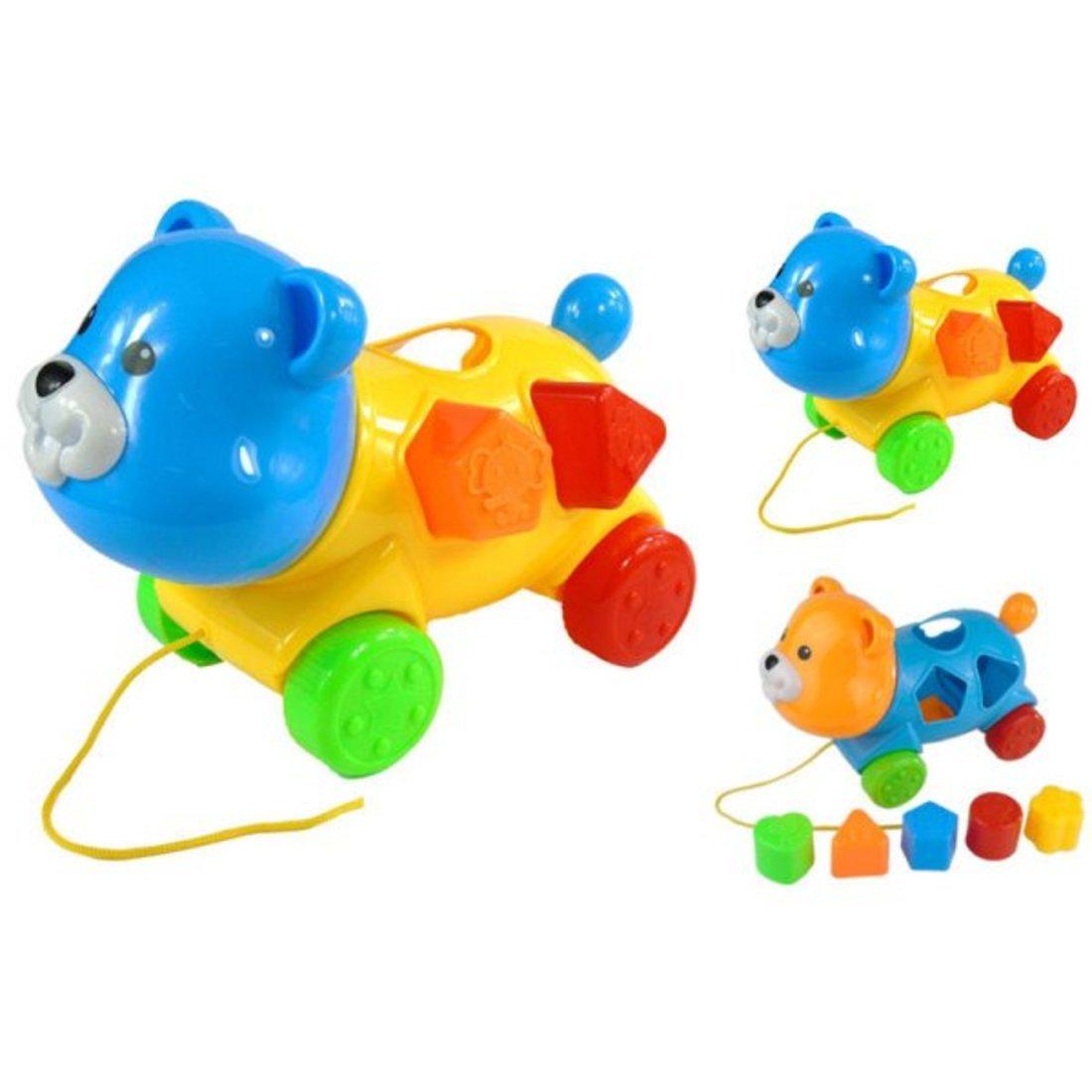 Каталка-сортер Мишка на веревочке, в ассорт., сетка