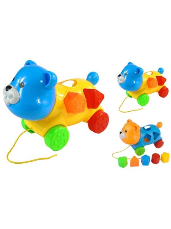 Каталка-сортер Мишка на веревочке, в ассорт., сетка