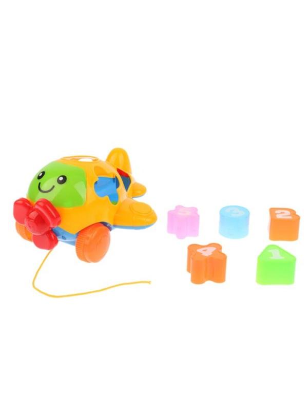 Каталка-сортер Самолет на веревочке, в ассорт., сетка