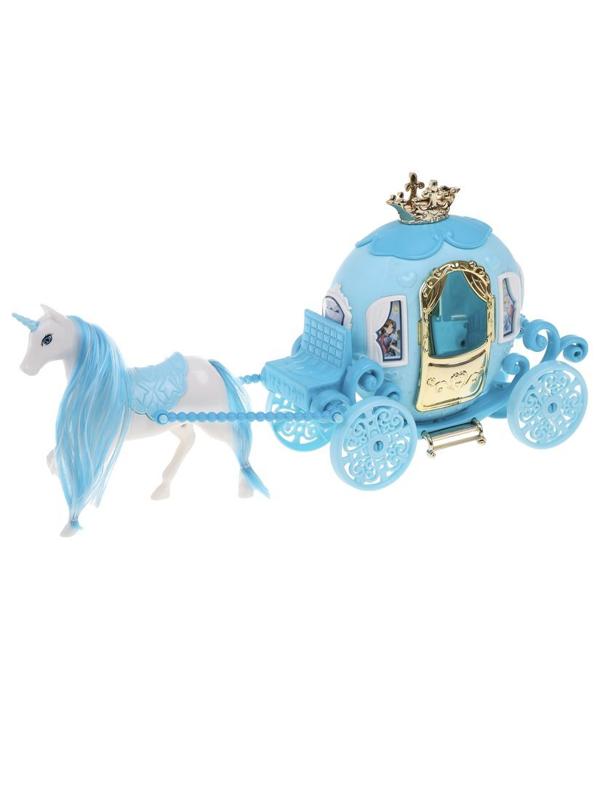 Игр. наб. Экипаж, в компл. лошадь, карета, кукла, эл. пит. АG3х3шт. вх. в
компл., кор.