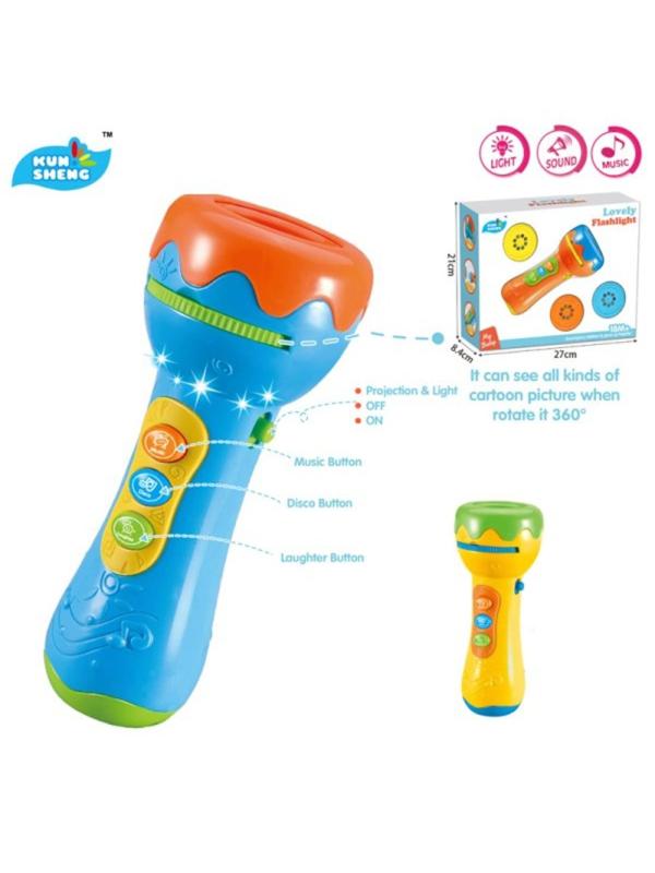 Проектор детский, свет, звук, эл.пит. ААх3 не вх.в компл., в ассорт., коробка