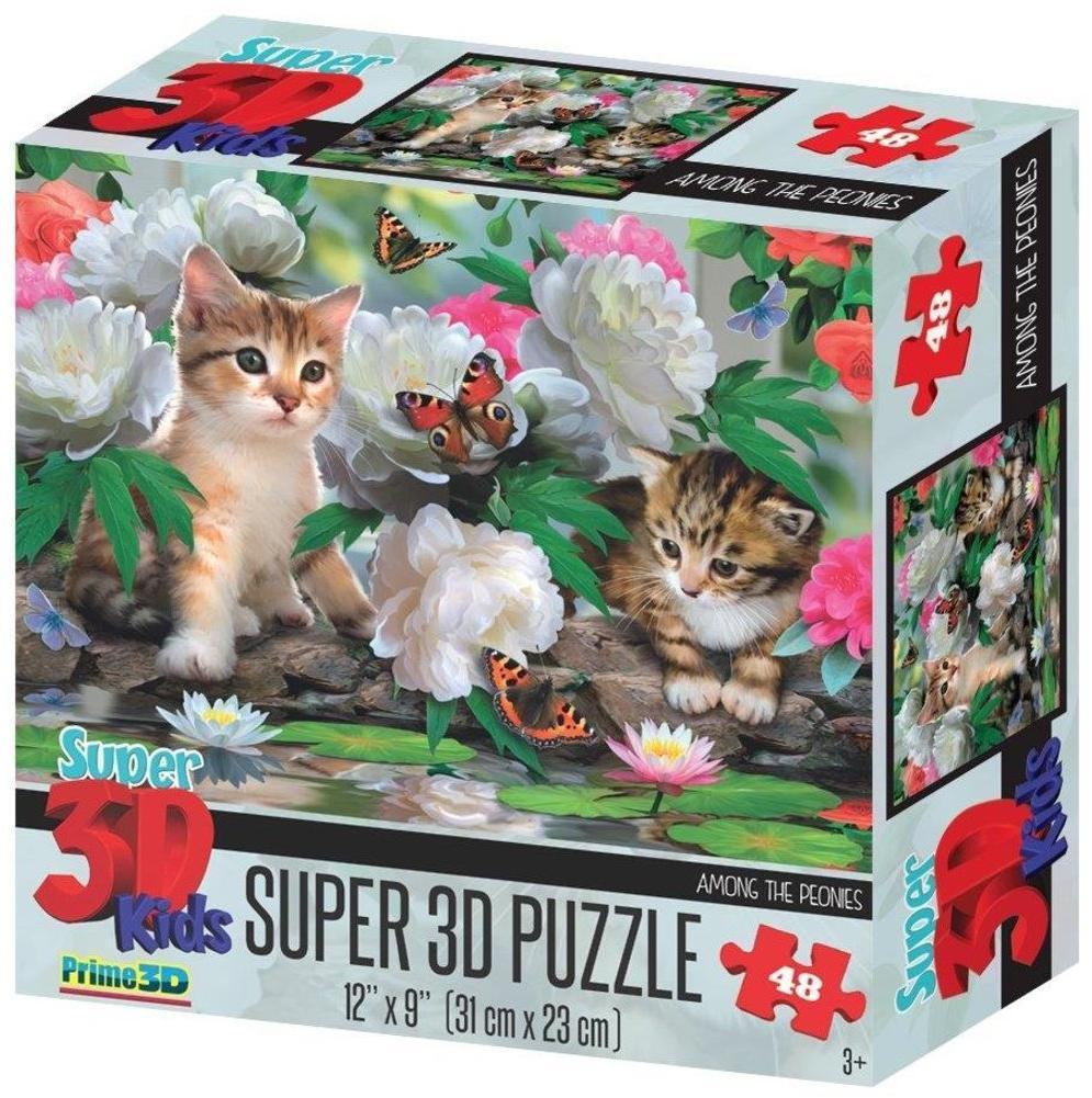 Пазл Super 3D Среди пионов, 48 дет.